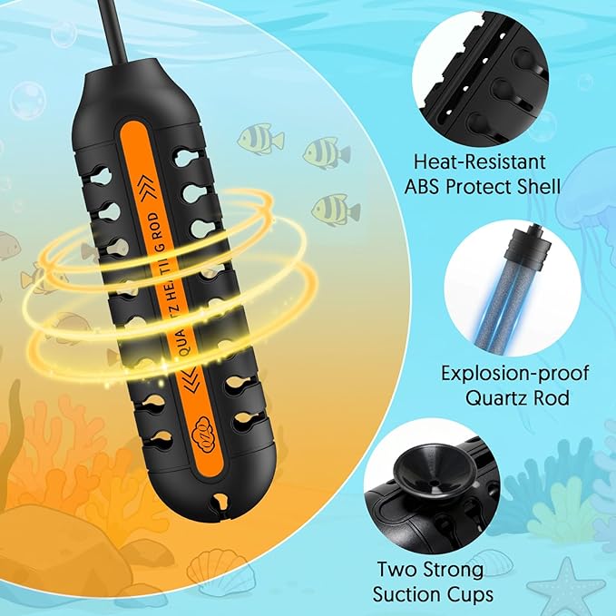 QZQ Aquarium Heater, 200W Adjustable Fish Tank Heater with Digital Display, External Temperature Controller, Submersible Turtle Tank Heater for 20-40 Gallon Tanks