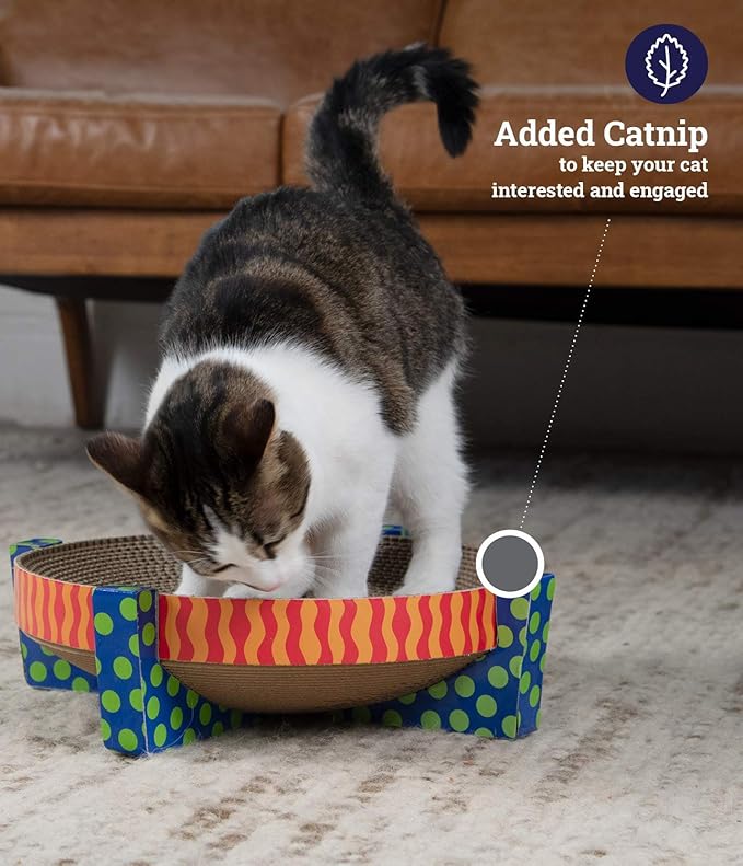 Catstages Scratch, Snuggle & Rest Corrugated Cat Scratcher with Catnip + SmartyKat Scratch Up Corrugated Hanging Cat Scratcher, Catnip Infusion Technology