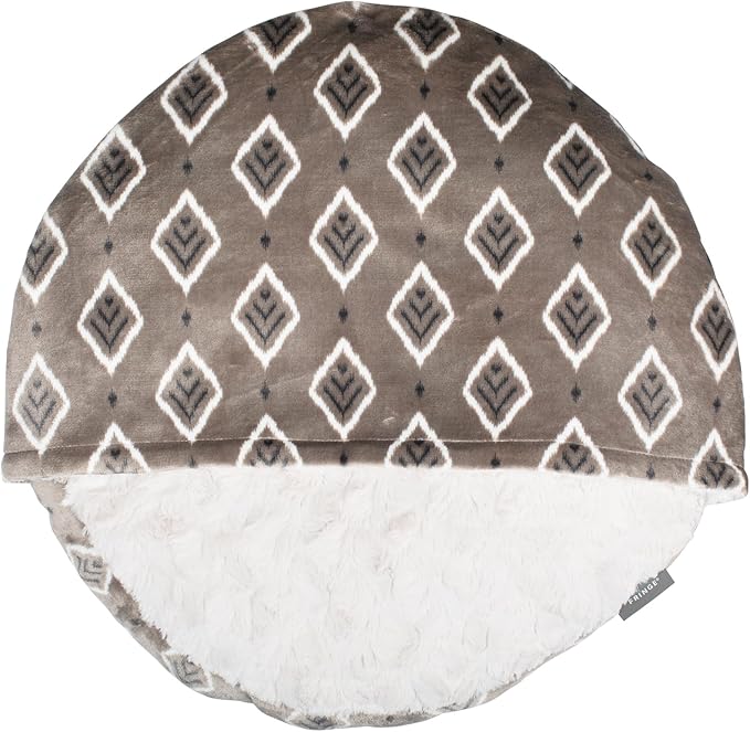 Fringe Studio Tribal Smaller Diamond Medium Gray Medium Blanket Pet Bed with Faux Fur Interior 25" X 25" X 4" - Machine Washable