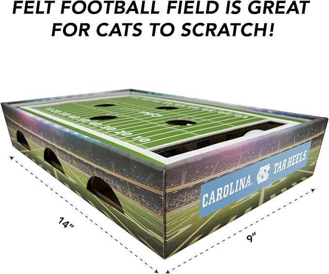 Pets First NCAA North Carolina Tar Heels Cat Scratcher Box, Game Day Cat Toy, NCAA Football Field Designed Cat Scratcher and Lounge, Stimulating Cat Game