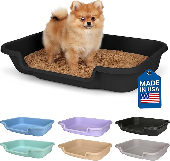 Dog Litter Box, Large Size, Blacksmithe Black, Durable & Pet Safe Puppy Litter Box, Indoor Open Top Entry Dog Litter Pan, Comfortable for Dogs, Great for Dogs up to 20 lbs