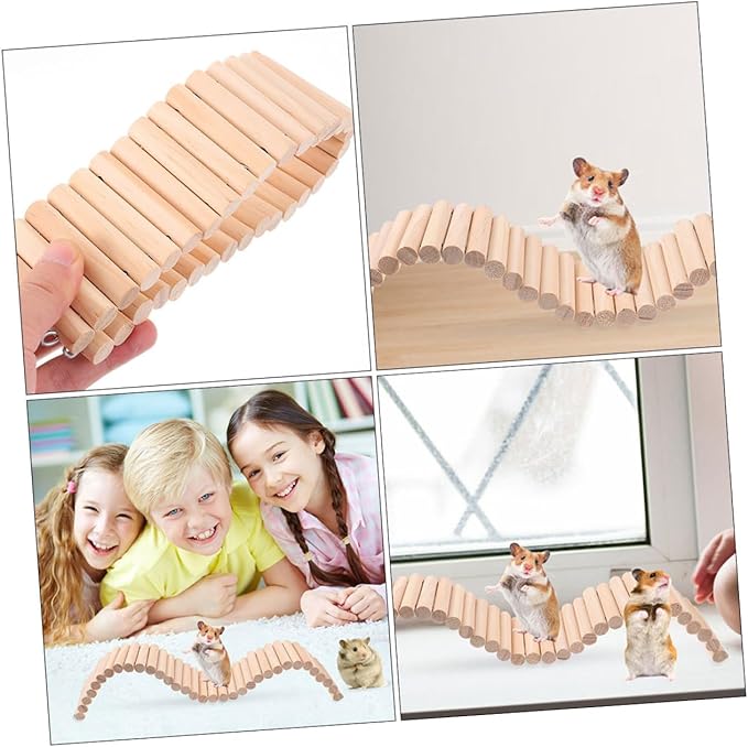 2pcs Crafted Wood Pet Ladder Bridge Safe Climbing Toy for Hamsters Chinchillas Bird Cage Ladder Accessory