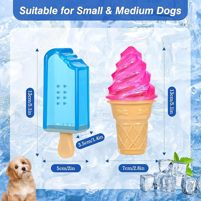 Pawaboo Dog Cooling Chew Toys, 2 Pack Freezable Pet Teething Toy for Puppies for Summer Cooling, Dog Freezer Chewing Ice Toy for Teeth Cleaning, Reusable Puppy Frozen Toys Relieve Dental Discomfort