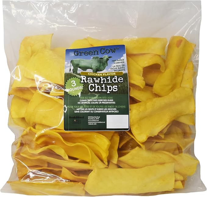 Chips Chicken Flavor 3-Pound Bag - Premium Large Dog Rawhide Chews - Ideal for Agressive Chewers Dog Rawhide Treats - Durable Rawhide Bones for Large Dogs
