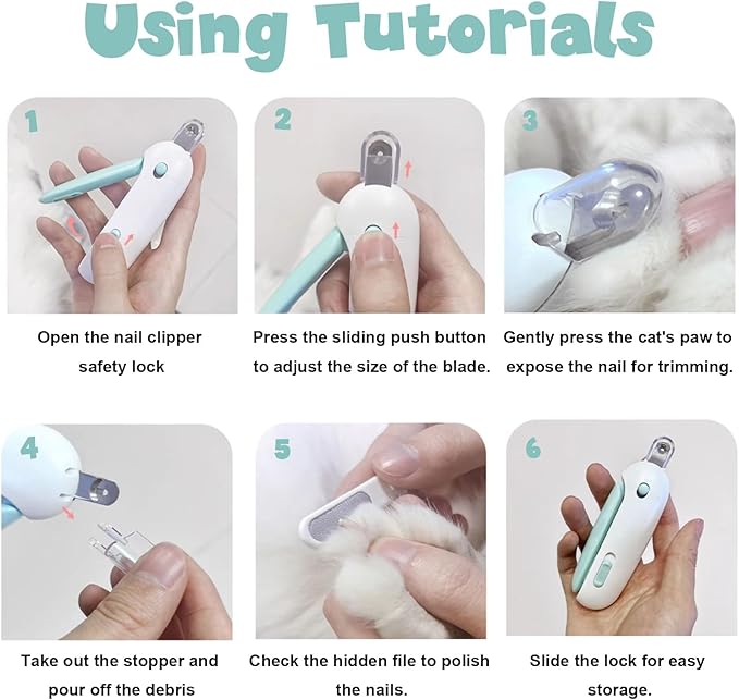 Cat Nail Clipper and Trimmer with 3 Adjustable Safety Levels Trimming Hole, Professional Indoor Kitten Supplies, Puppy Grooming Tools, with Debris Catcher & Hidden Nail File Blue