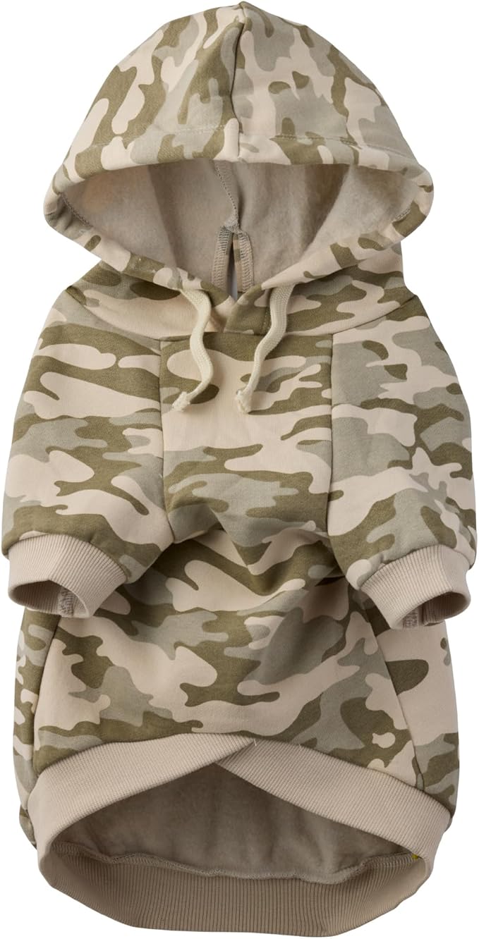 Pet Passion Rocky II - The Extra Comfy Hoodie, Organic Cotton and Recycled Poly Dog Hoodie Pet Coat Sweater for Small, Medium, Large Dogs, Sage Camo, X-Small (5-12 lbs)