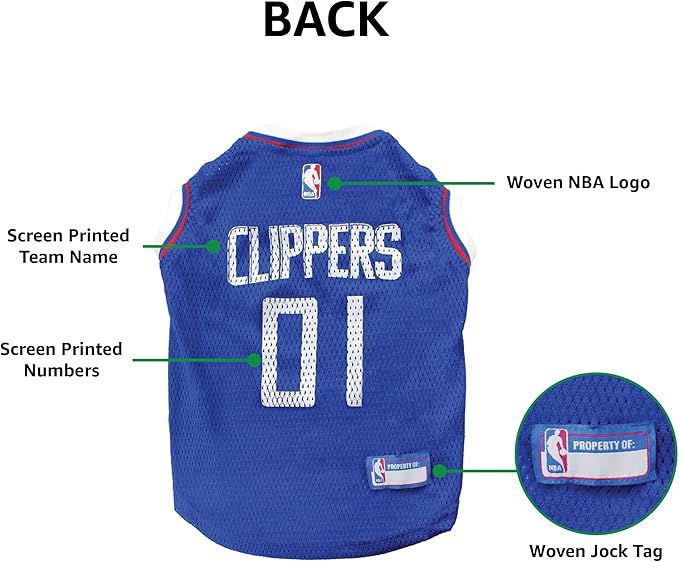 Pets First NBA LOS ANGELES CLIPPERS DOG Jersey, Large - Tank Top Basketball Pet Jersey
