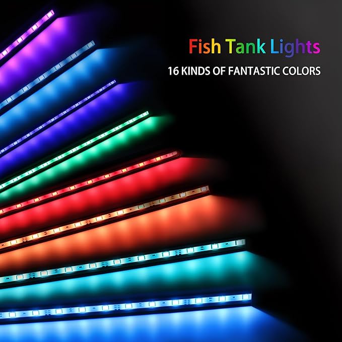 Submersible Aquarium Light:Fish Tank Light with Air Bubble Hole-RGB Color Changing Brightness Adjustable IP68 Waterproof Remote Control LED Light for Aquarium Fish Tank 12 inch