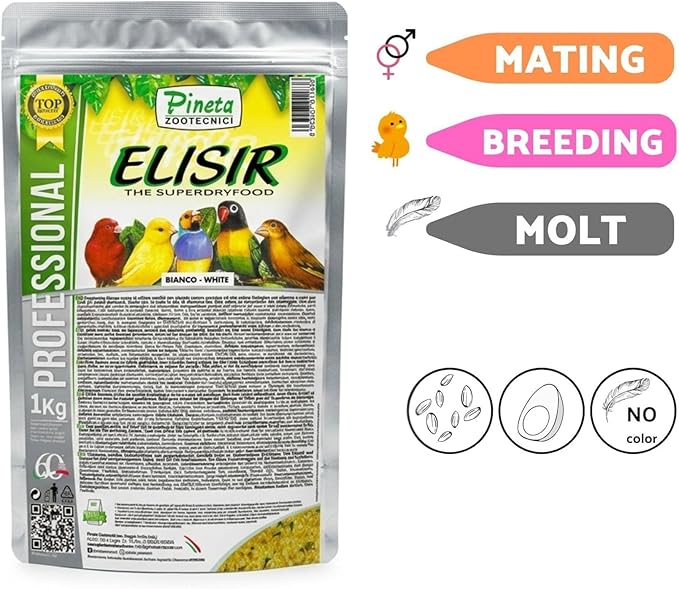 PINETA Elisir Superdryfood White 1 Kg - Egg Paste, High Protein & Fat Bird Food for Breeding and Daily Feed for Canaries Finches Parrots and Other Small Birds No Color Added