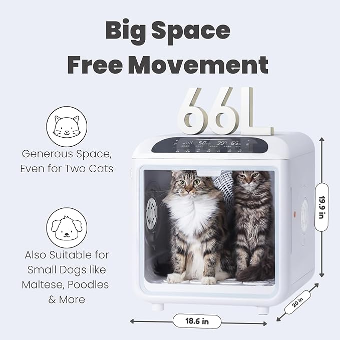 Cat Dryer Pet Dryer Box Dog Drying Machine – Quick & Comfortable Drying with 20 Air Vents, Low Noise, Gentle Fur Care, Smart App & Safety Features, All-Season Grooming