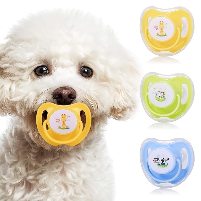 Pet Pacifiers for Small Pets (3 Pack) – Photo-Prop Pacifiers for Puppies & Kittens, Cute Accessory for Small Dogs and Cats, Portable with Dust Cover