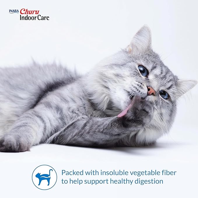 INABA Churu for Cats, Functional, Creamy Lickable Purée Cat Treat for Indoor Care and Hairball Control with Taurine & Vitamin E, 0.5 Ounces Each, 48 Tubes (4 per Pack), Chicken Recipe