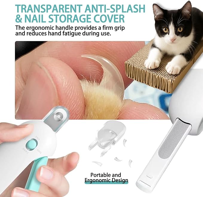 Cat Nail Clipper, Cat Nail Trimmer with Adjustable 3-Size Trimming Hole & Hidden Nail File, Anti-Splash Claw Cutter with Debris Catcher for Kittens, Cats & Small Pets Home Grooming