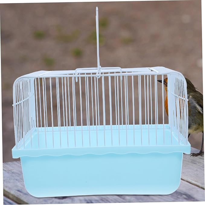 Happyyami Portable Bird Travel Cage for Small Animals Compact Carrier for Parakeets Lovebirds and Cockatiels Transparent Observation Window for Travel and Home Use