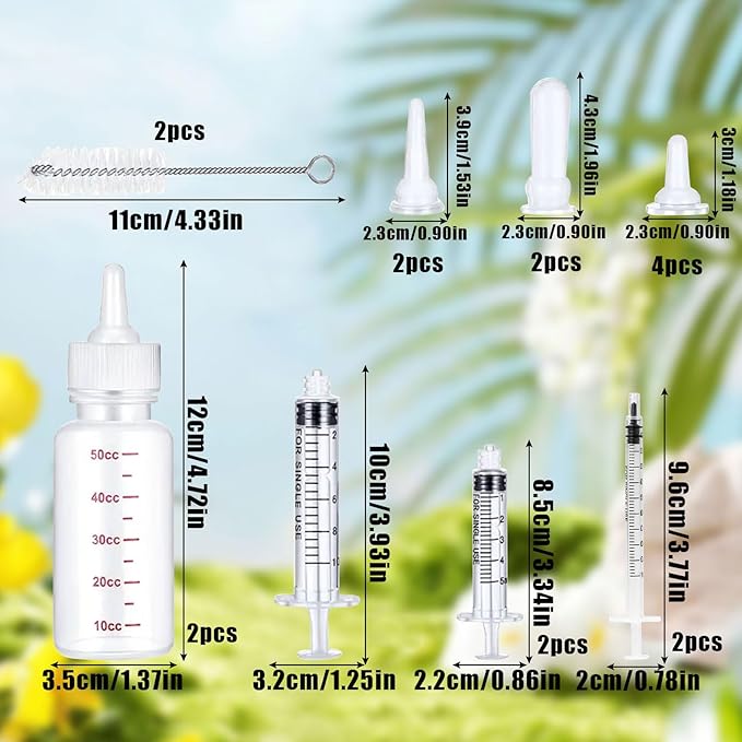 Suxgumoe Pet Feeding Bottle Set, Feeding Silicone Nipple with Bottle and Syringes, Reusable Pet Nursing Kits Feeding Tools for Rabbits, Small Animals (17pcs Pet Nursing Kit with Bottles)