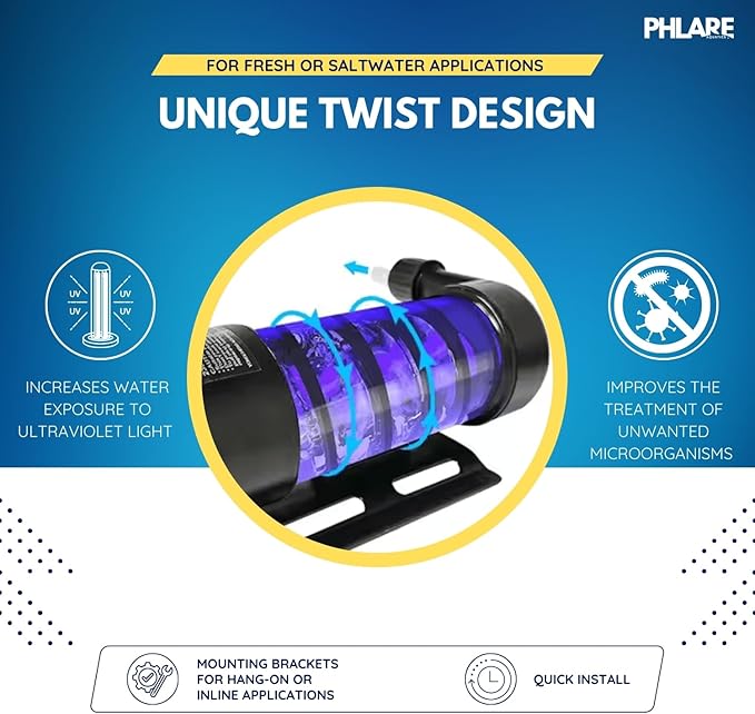 UV Aquarium Filter - External U-V Light for Fresh & Saltwater Tanks and Ponds - 18 Watts