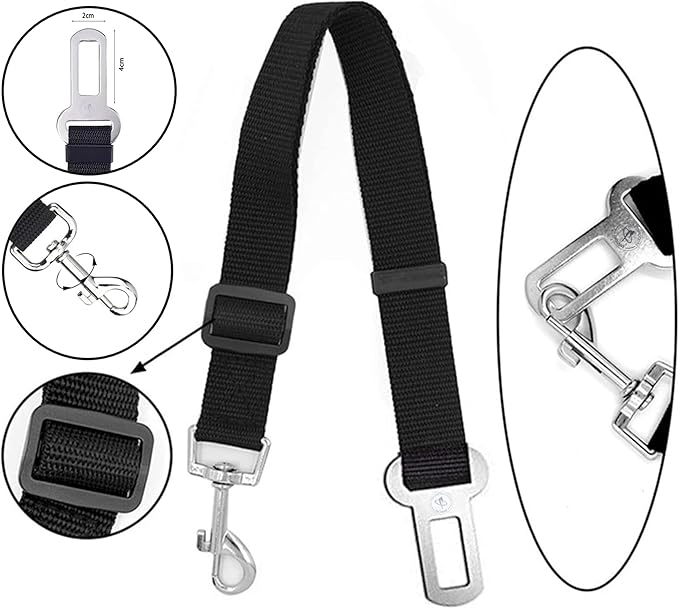 Car Dog Leash - Best Dog Seat Belt (2 Pack) Car Harness Attachment for Dogs - Adjustable Dog Restraints Seatbelts for Cars (17.5in - 26in)