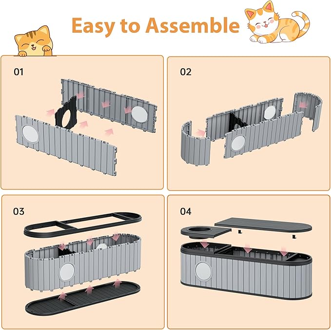 Hidden Litter Box Furniture for 2 Cats,Cat Litter Box Enclosure with Round Lift-up Door,Large Cat Cabinet,Indoor Cats House with Two Exits Grey