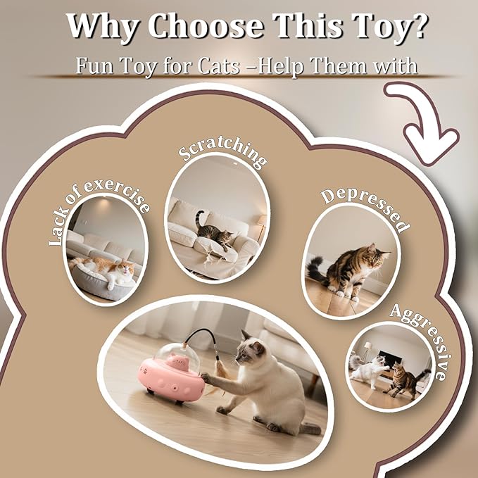 Laser Cat Toy, 3 in 1 Interactive Toy for Cats, Rechargeable Wand and Chasing Interactive Pet Toy for Bored Indoor Cats Kittens 3 Extra Replaceable Teaser Wand Heads