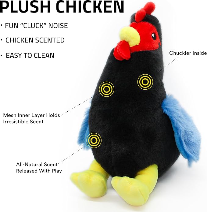 Playology Dog Toys | Plush Hen Stuffed Animal for Dogs | Chicken Scented Medium Toy that Clucks | Plush Chew Toy for Dogs