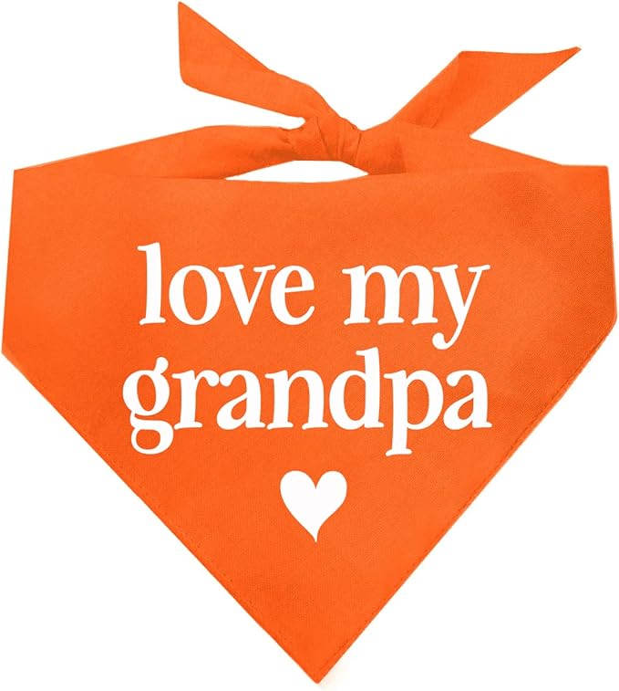 Love My Grandpa Father's Day, Valentine's Day Dog Bandana (426 Orange, X-Small)