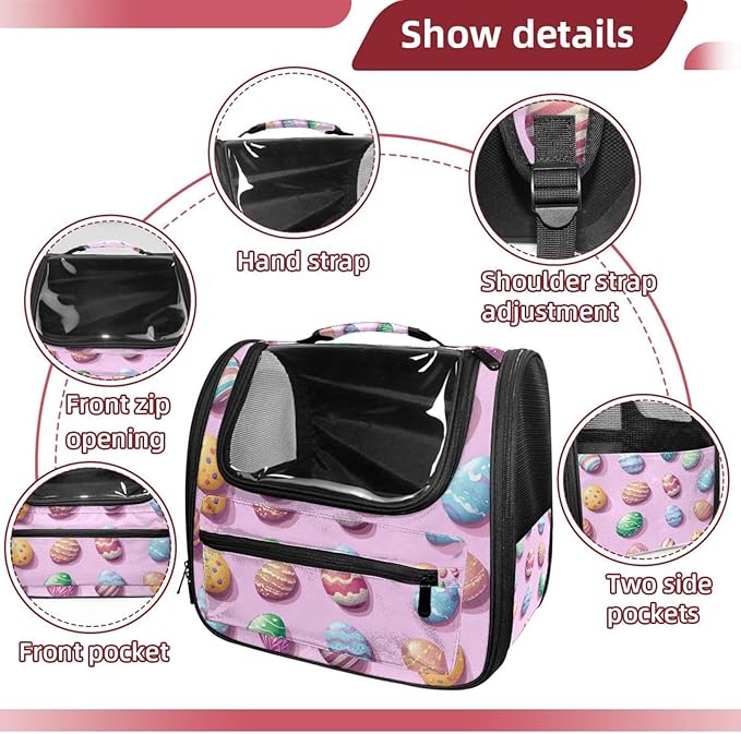 Easter Eggs (4) Transparent Pet Carrier for Travel Hiking for Kitty Small Dog