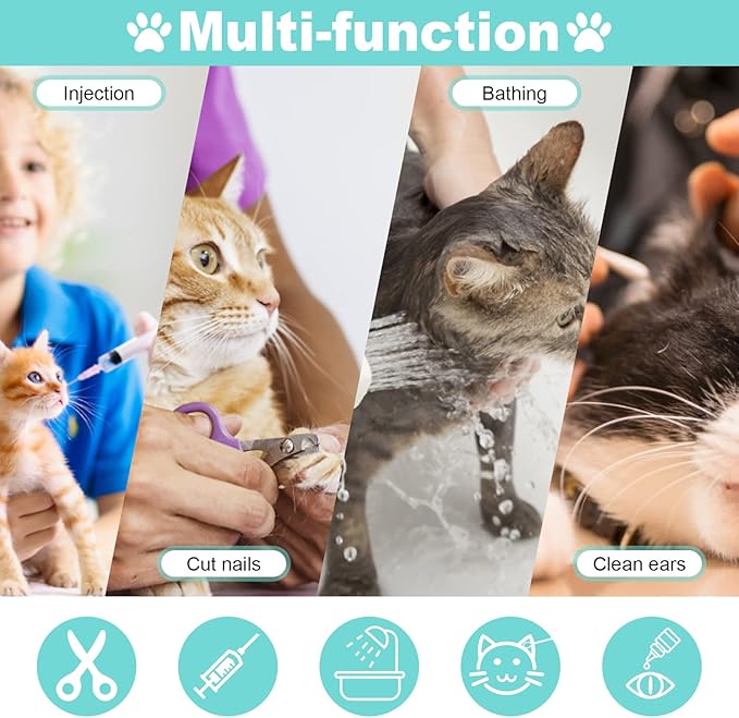 Cat Bathing Bag Adjustable Cat Grooming Net Bag Anti-Bite & Anti-Scratch Cat Bath Washing Restraint Bag, Breathable Mesh Cat Grooming Bag for Shower, Nail Trimming, Injection