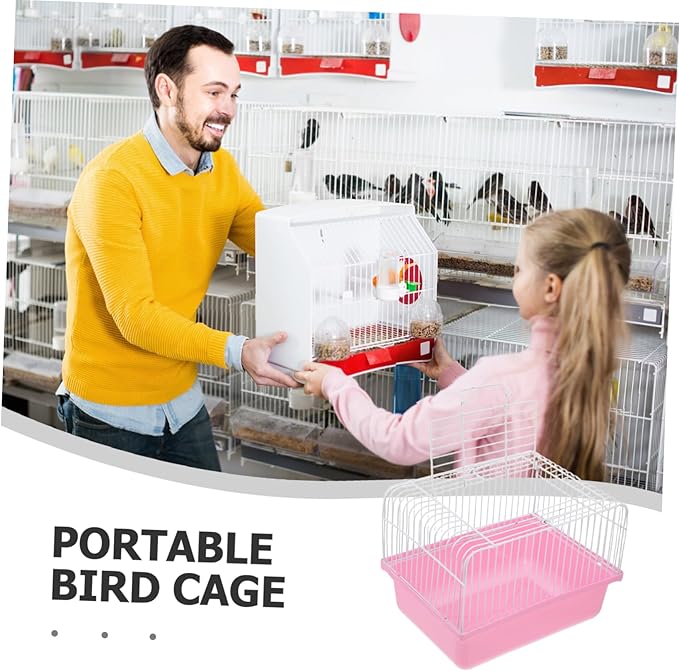 LIOOBO Portable Bird Travel Cage for Parakeets and Lovebirds Small Easy to Clean Material Transparent Window for Easy Observation for Travel and Home Use