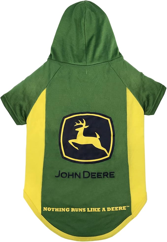 Pets First John Deere Dog Hoodie T-Shirt, Large. Warm Pet Clothing with Hood for Pets, Dogs, Cats, Puppies, Kittens. Soft, Comfortable, Stretchable, Durable Pet Hoody CAT Tee Shirt & Jacket,Green