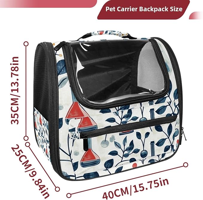 Chemistry with flasks Test Tubes molecul (1) Cat Carrier Backpack,900D Wear-Resistant Oxford Fabric, Dog Carrier Cat Backpacks Suitable for Travel