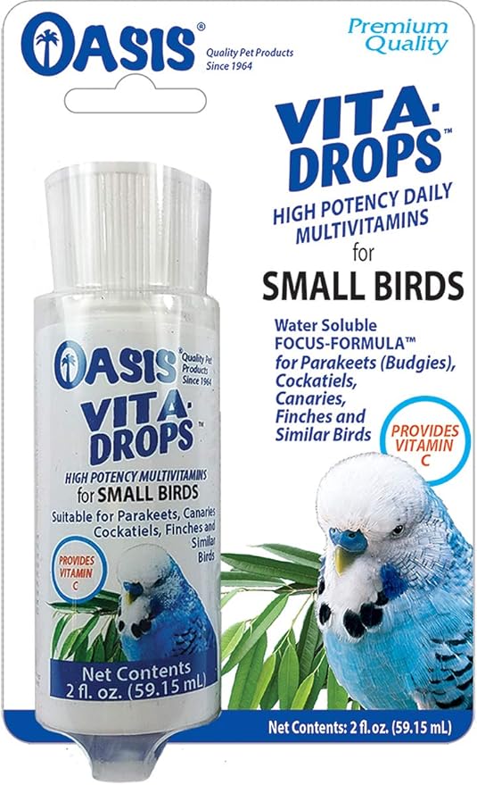 Vitakraft Bird Egg Food 1.1lb and Oasis Vita Drops 2oz Multivitamin for Parrots, Parakeets, Cockatiels, Canaries, Finches, Budgies, Small Parrots