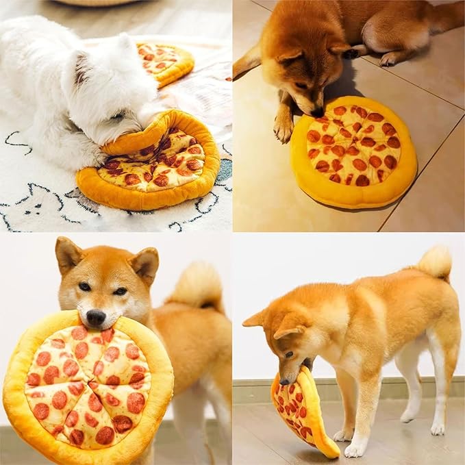 Chew Friendly Plush Pizza Pet Toy for Dog and Cats Realistic Pizza with Squeaker Perfect for Indoor Interaction Play Interaction Toy