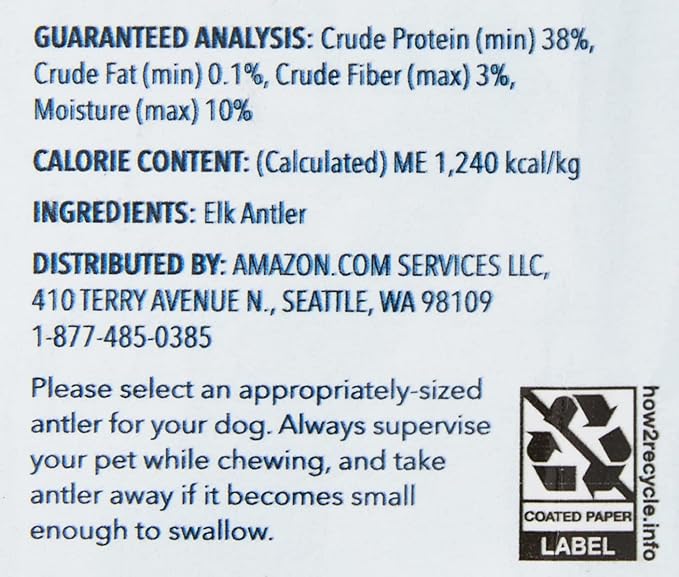 Amazon Brand - Wag Split Elk Antler, Naturally Shed, Long Lasting for Aggressive Chewers, X-Large (Best for Dogs Over 45 lbs) (Pack of 4)