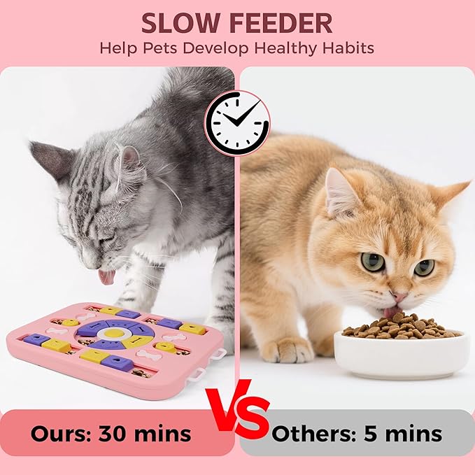 Puzzle Toys for Dogs &Cats,Treat Dispensing Dog Puzzle Toys for IQ Training and Brain Stimulation, Dog Enrichment Toys & Cat Puzzle Toy to Prevent Boredom and Overeating (L-Level4-Pink)