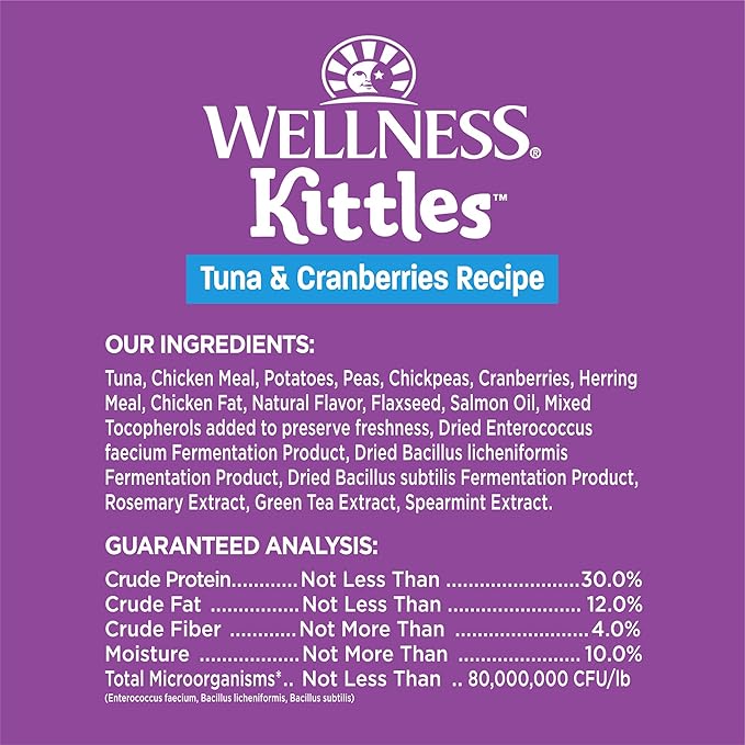 Wellness Kittles Natural Grain Free Cat Treats, Tuna & Cranberries, 6-Ounce Bag (Pack of 2)