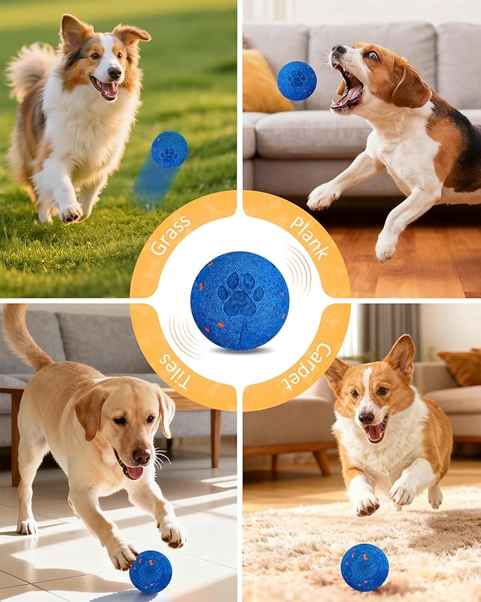 Interactive Dog Toys & Interactive Dog Ball for Medium/Large Dogs: Self-Moving, Auto-Vibrating & Bouncing Smart Ball - Chew-Resistant E-TPU, Low-Noise & IPX7 Waterproof