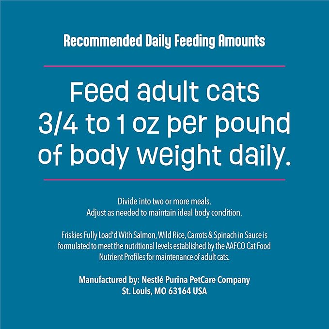 Purina Friskies Fully Load’d Wet Food for Cats with Salmon, Wild Rice, Carrots and Spinach in Sauce - 5.5 Ounce (Pack of 24)