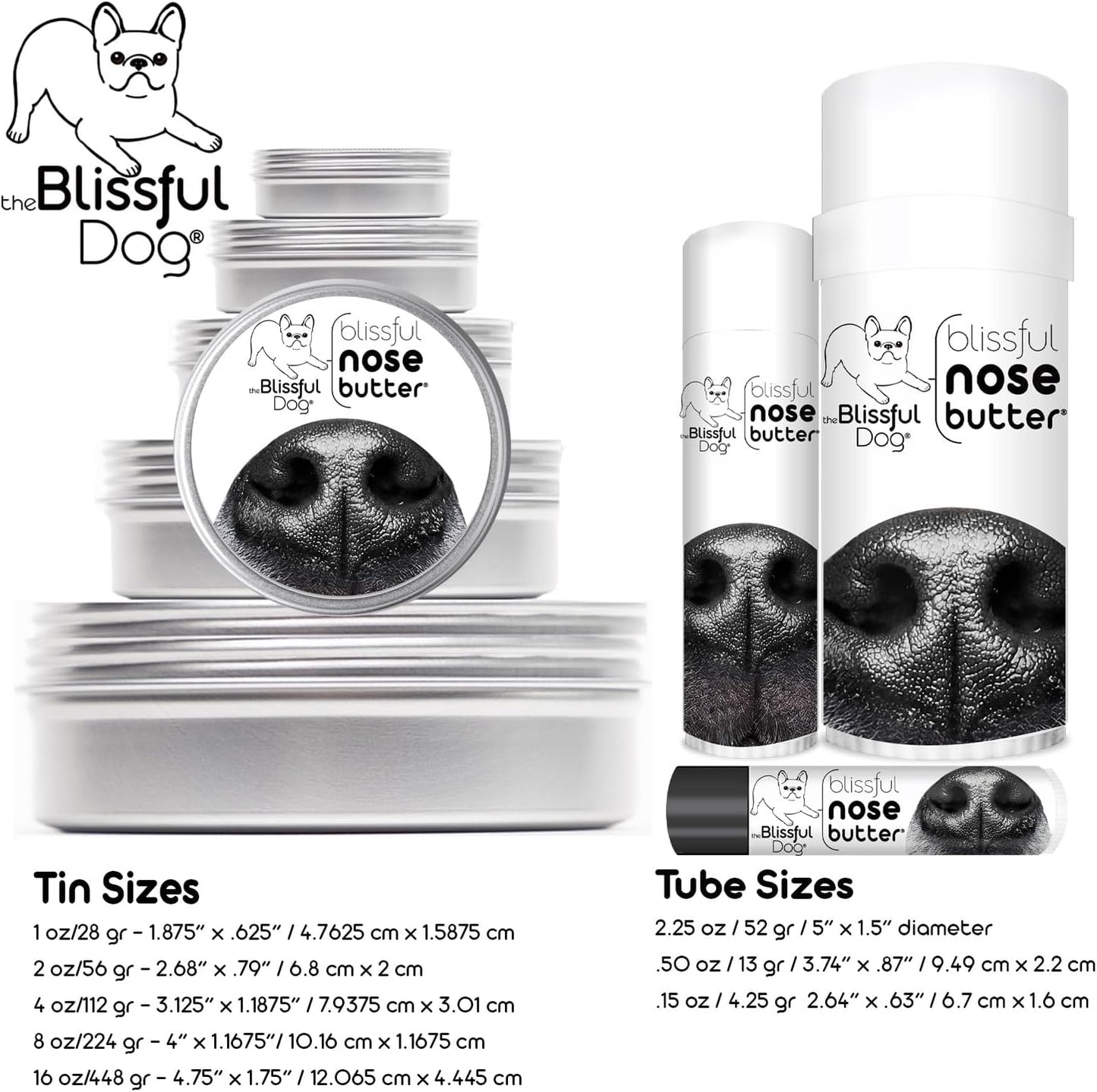 The Blissful Dog Neapolitan Mastiff Nose Butter for Dry, Cracked Skin, Lick-Safe Dog Nose Balm with Moisturizing Shea Butter, Almond, Olive, and Essential Oils, Pet Supplies, Uncented, 2 oz.