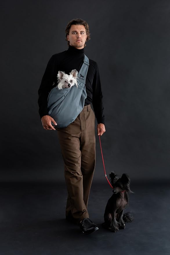 Noah & Paw Dog Sling Carrier for Small Dogs 5-18lb, Dog Sling for Small Dogs and Cats, Dog Carrier with Adjustable Padded Strap, Premium Twill, Lined with Fur, Double Safety Feature, Machine Washable