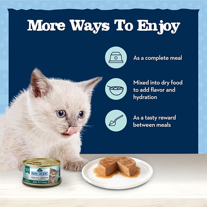 Blue Buffalo Baby Blue Natural Grain-Free Wet Food for Kittens, Healthy Growth Formula with DHA, High-Protein Chicken Paté, 3 oz. Can