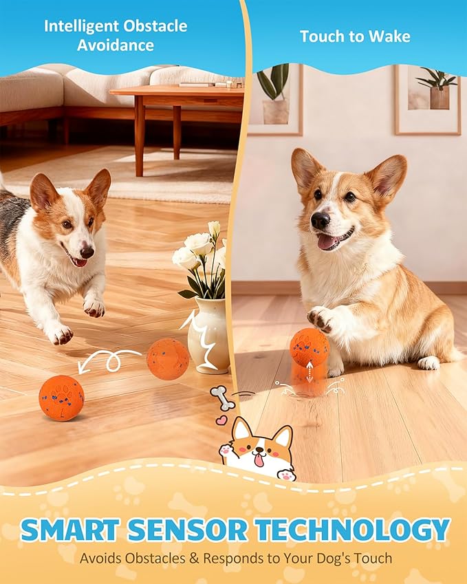 Interactive Dog Ball Toys for Medium & Large Dogs,Self-Moving, Auto-Vibrating,Bouncing Smart Dog Ball That Moves on It's Own Keep Them Busy,3.1″ Chew-Resistant E-TPU,IPX7 Waterproof (Include Gift Bag)