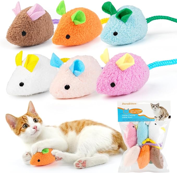 Interactive Cat Toy Set - 6 Pcs Plush Catnip Toys, Cute and Realistic Design for Engaging Pet Play