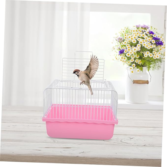 Yardwe Portable Bird Carrier Cage for Lovebirds and Parakeets Lightweight Plastic Travel Cage Transparent Window for Small Birds and Pets