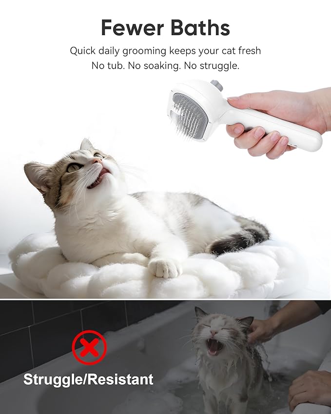 Pet Steam Brush Dog Cat 2026 New Grooming Comb for Shedding, Floating Hair, Smooth & Detangling, Gentle Cool Mist Softens Hair Reduces Static Helps Pets Who Dislike Bathing,2*Waterless Shampoo