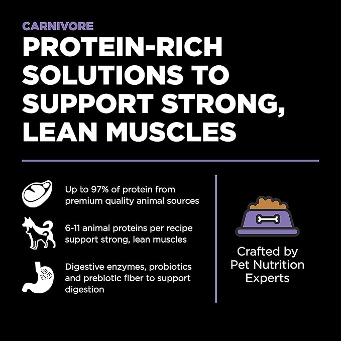 Go! Solutions Carnivore Chicken, Turkey + Duck Grain-Free Dry Senior Dog Food, Our Highest-Protein Kibble Made with Real Meat & Fish, Pumpkin & Probiotics for Good Digestion, 22 lb Bag