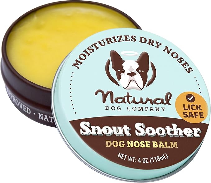 Natural Dog Company Snout Soother Dog Nose Balm – Moisturizing Care for Dry, Crusty, Cracked Noses with Coconut Oil & Shea Butter, Lick Safe Dog Snout Balm for All Breeds - 4 oz Tin