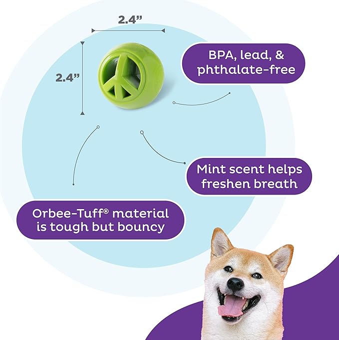 Outward Hound Nooks Peace Interactive Durable Treat-Dispensing Dog Toy, Stuffable Puzzle Ball for Solo Play or Pair with Large Snoop, Mint-Scented, No BPA