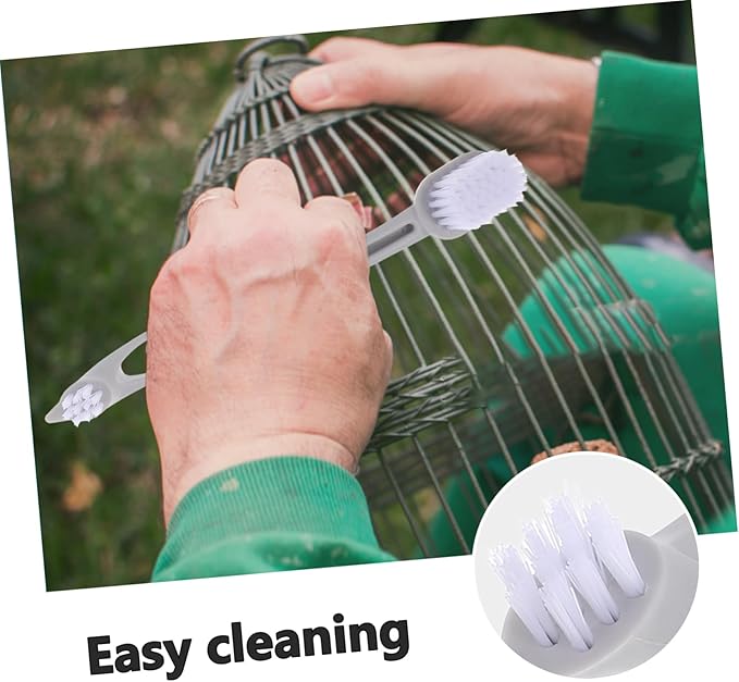 3pcs Bird Cage Brush with Extra Long Handle Soft Bristles Pet Cage Cleaner for Birdcage Dog Kennels Small Animal Enclosures Versatile Cleaning Tool in Gray Green Beige