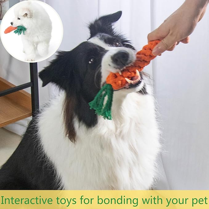3PCS Yellow Carrot Pet Rope Toys,Cat Interactive Chews,Puppy Teething Chew Toys,Teeth Cleaning and Chewing for Dogs and Cats (Yellow-3pcs)