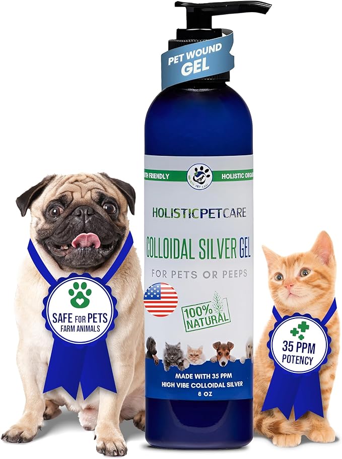 HOLISTIC PET CARE Colloidal Silver Gel – Natural Healing Gel for Pets, Non-Irritating Formula for Skin Irritations, Minor Abrasions, and Dryness, Soothing and Gentle, 8oz Bottle